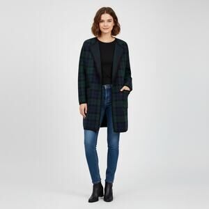 J.Crew Juliette Collarless Sweater-Blazer in Black Watch Tartan Size XXS